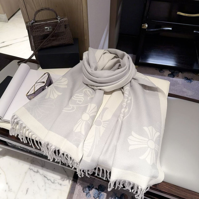 Women Men Logo Scarf Wool Cashmere Scarves Shawl Blanket Wrap Thickened Knitted Scarf