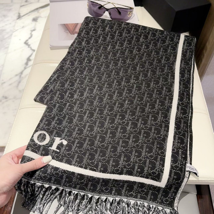 Women Men Logo Scarf Wool Cashmere Scarves Shawl Blanket Wrap Thickened Knitted Scarf