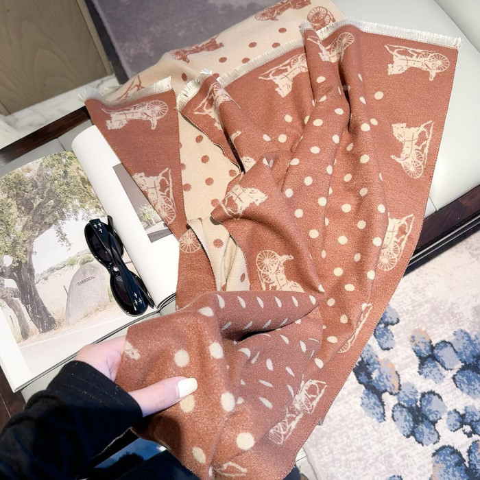 Women Men Logo Scarf Wool Cashmere Scarves Shawl Blanket Wrap Thickened Knitted Scarf