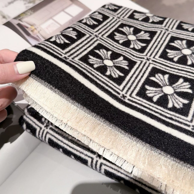 Women Men Logo Scarf Wool Cashmere Scarves Shawl Blanket Wrap Thickened Knitted Scarf
