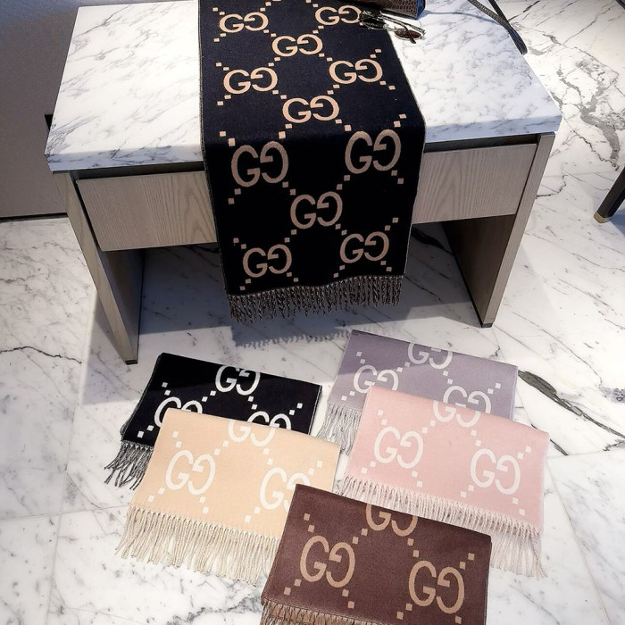 Women Men Logo Scarf Wool Cashmere Scarves Shawl Blanket Wrap Thickened Knitted Scarf