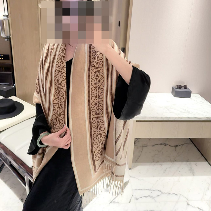 Women Men Logo Scarf Wool Cashmere Scarves Shawl Blanket Wrap Thickened Knitted Scarf