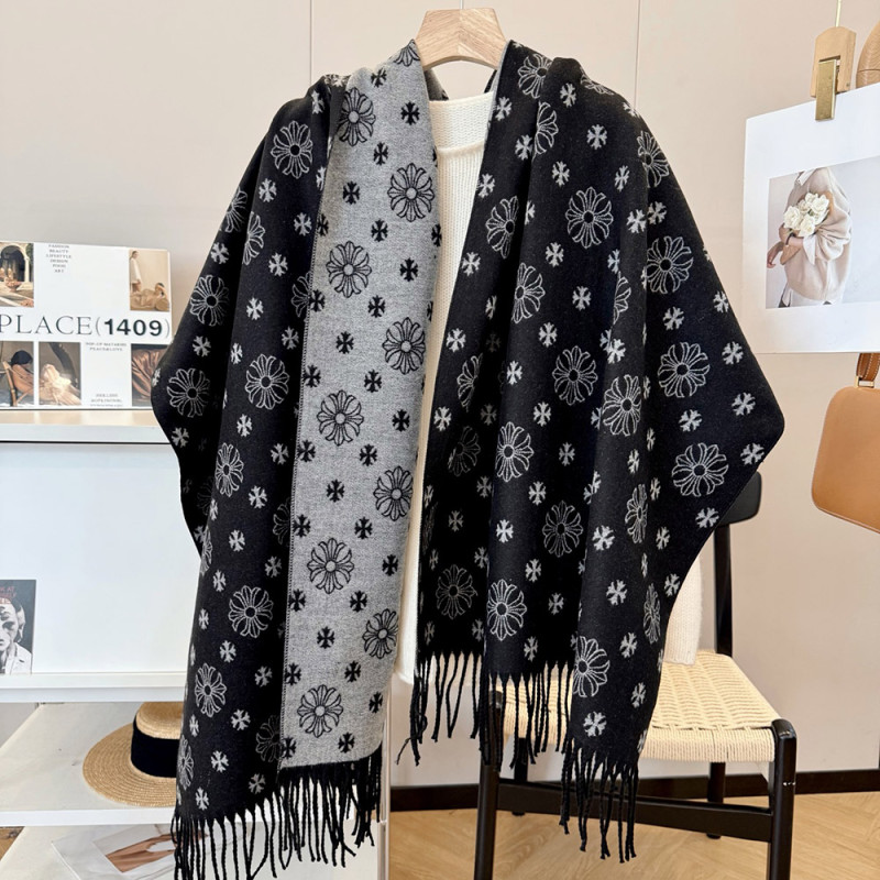 Women Men Logo Scarf Wool Cashmere Scarves Shawl Blanket Wrap Thickened Knitted Scarf