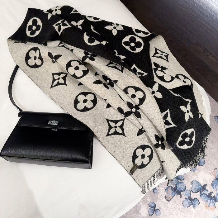 Women Men Logo Scarf Wool Cashmere Scarves Shawl Blanket Wrap Thickened Knitted Scarf