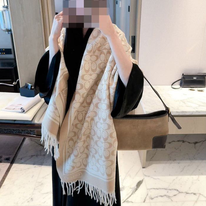 Women Men Logo Scarf Wool Cashmere Scarves Shawl Blanket Wrap Thickened Knitted Scarf