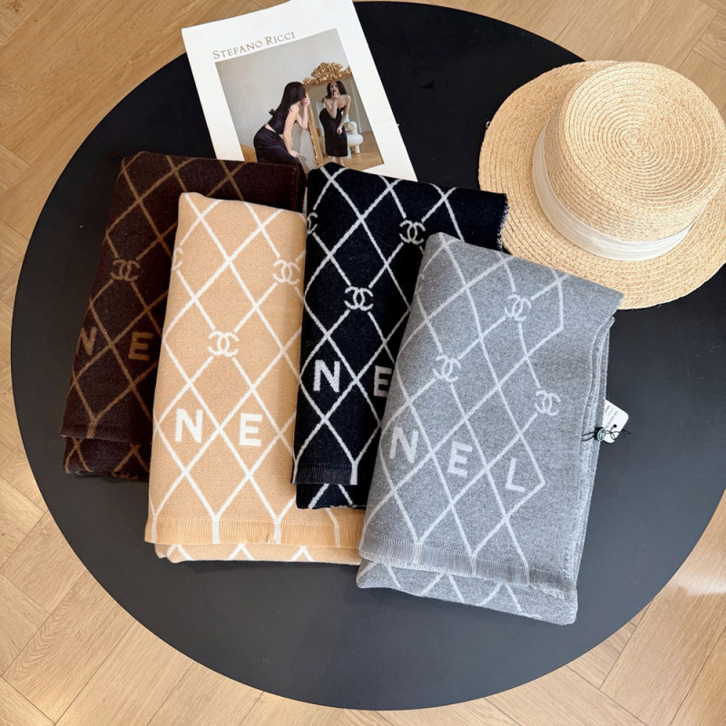 Women Men Logo Scarf Wool Cashmere Scarves Shawl Blanket Wrap Thickened Knitted Scarf