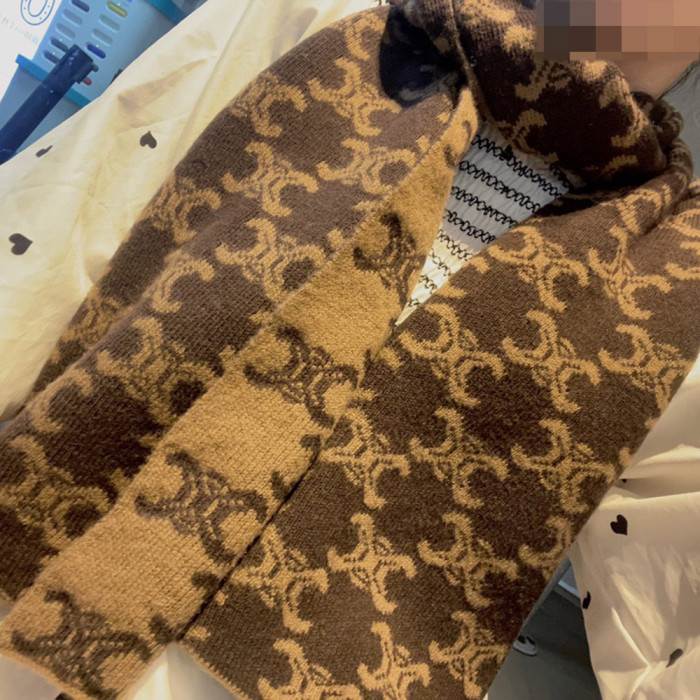 Women Men Logo Scarf Wool Cashmere Scarves Shawl Blanket Wrap Thickened Knitted Scarf