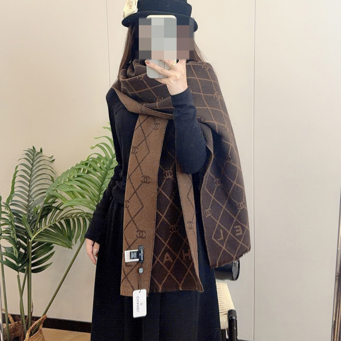 Women Men Logo Scarf Wool Cashmere Scarves Shawl Blanket Wrap Thickened Knitted Scarf