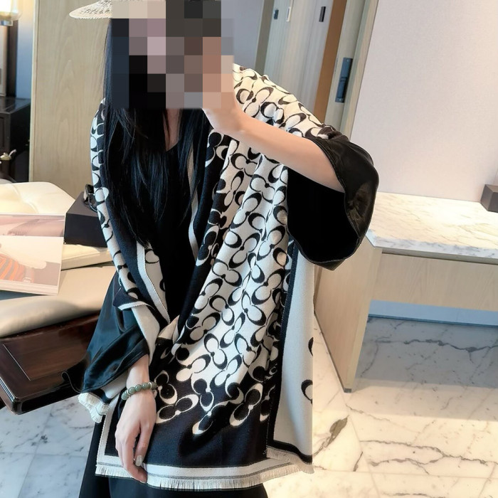Women Men Logo Scarf Wool Cashmere Scarves Shawl Blanket Wrap Thickened Knitted Scarf