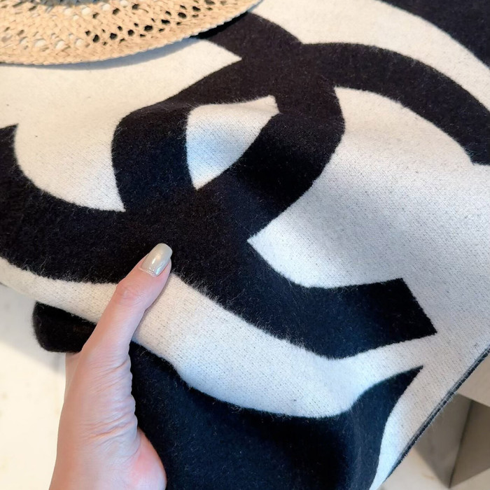 Women Men Logo Scarf Wool Cashmere Scarves Shawl Blanket Wrap Thickened Knitted Scarf