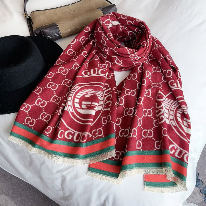 Women Men Logo Scarf Wool Cashmere Scarves Shawl Blanket Wrap Thickened Knitted Scarf