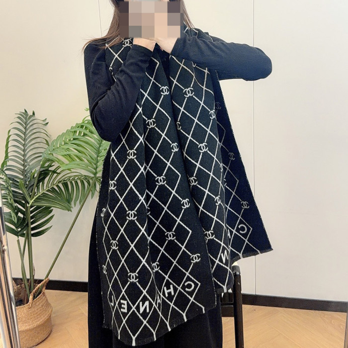 Women Men Logo Scarf Wool Cashmere Scarves Shawl Blanket Wrap Thickened Knitted Scarf