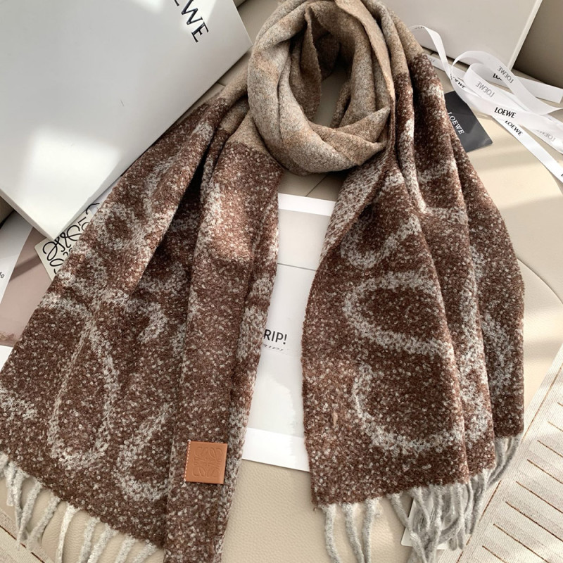 Women Men Logo Scarf Wool Cashmere Scarves Shawl Blanket Wrap Thickened Knitted Scarf
