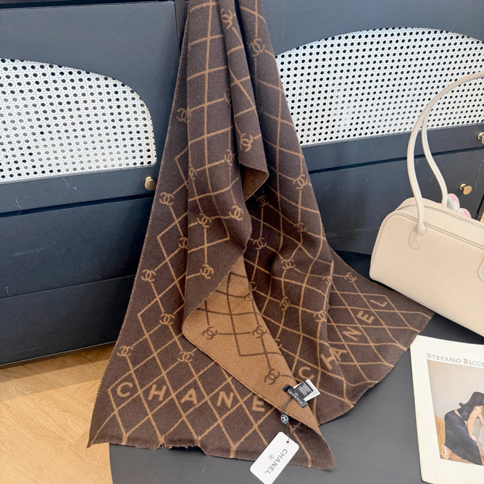 Women Men Logo Scarf Wool Cashmere Scarves Shawl Blanket Wrap Thickened Knitted Scarf