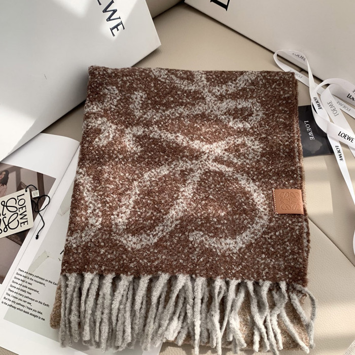 Women Men Logo Scarf Wool Cashmere Scarves Shawl Blanket Wrap Thickened Knitted Scarf