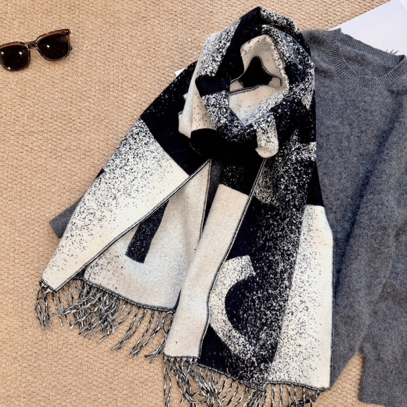 Women Men Logo Scarf Wool Cashmere Scarves Shawl Blanket Wrap Thickened Knitted Scarf
