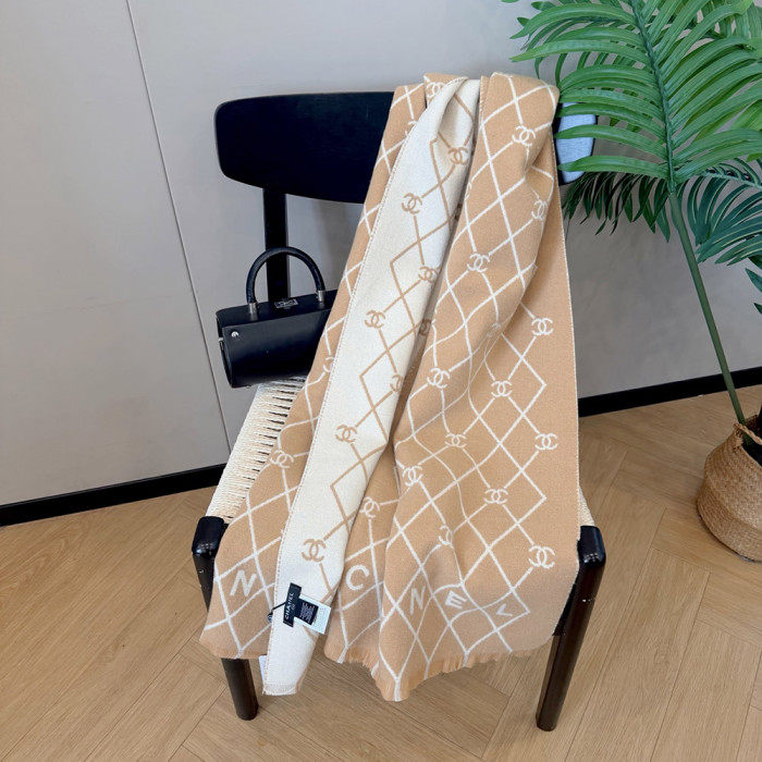 Women Men Logo Scarf Wool Cashmere Scarves Shawl Blanket Wrap Thickened Knitted Scarf