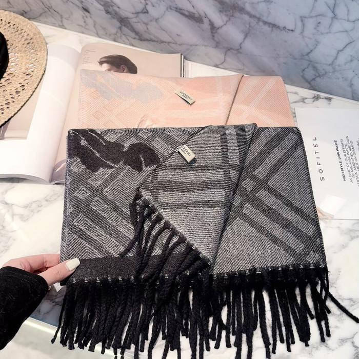 Women Men Logo Scarf Wool Cashmere Scarves Shawl Blanket Wrap Thickened Knitted Scarf