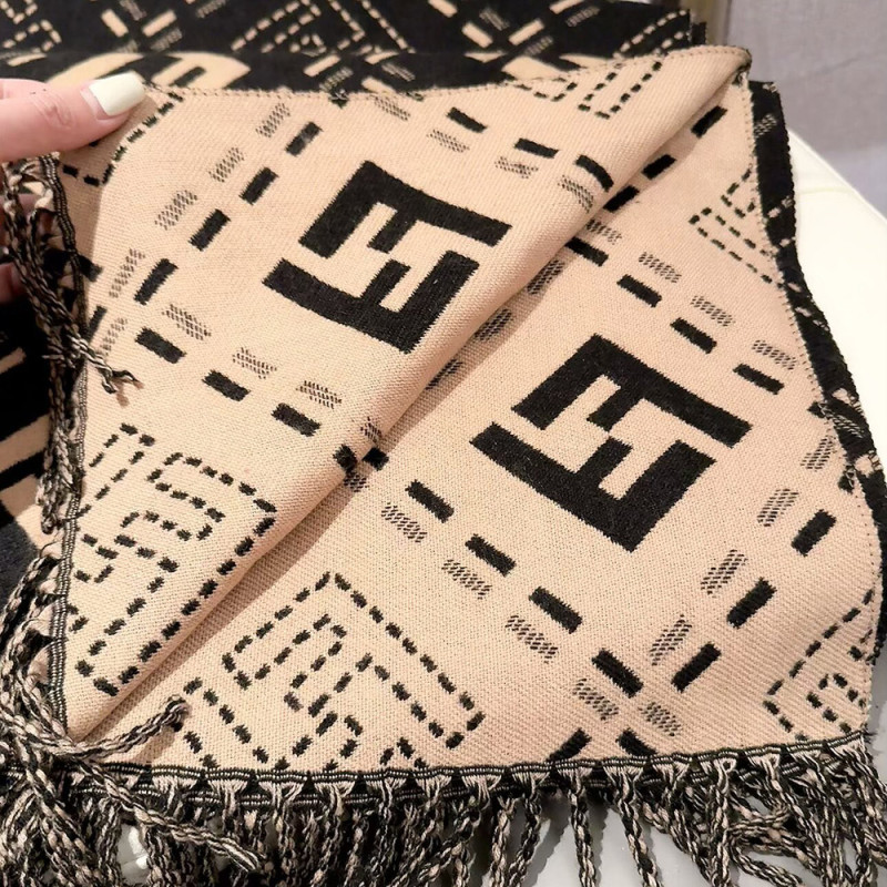 Women Men Logo Scarf Wool Cashmere Scarves Shawl Blanket Wrap Thickened Knitted Scarf