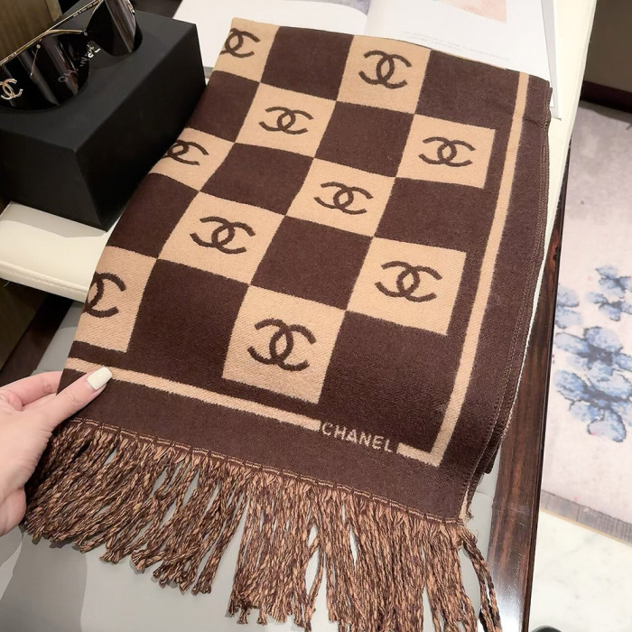 Women Men Logo Scarf Wool Cashmere Scarves Shawl Blanket Wrap Thickened Knitted Scarf