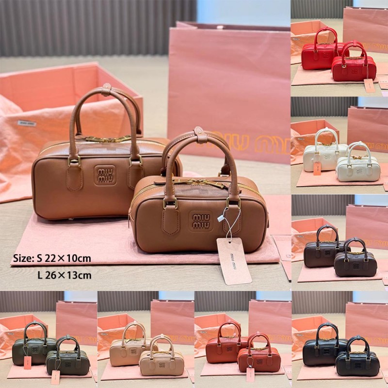 Women Leather Bowling Bag Boston Bag Pillow Bag Shopper Shopping Bag Top Handle Handbags