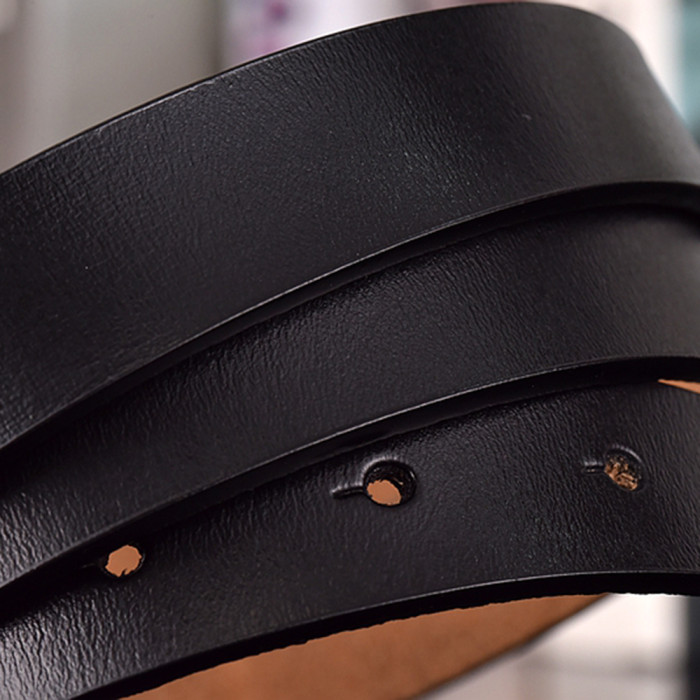 Women Men Belt 2.5 cm Cowhide Leather Buckle Belt Unisex Waistband Waist Strap