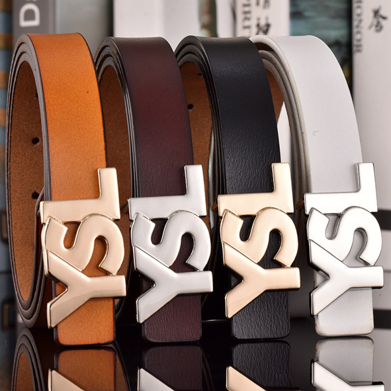 Women Men Belt 2.5 cm Cowhide Leather Buckle Belt Unisex Waistband Waist Strap