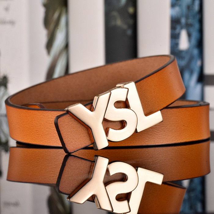 Women Men Belt 2.5 cm Cowhide Leather Buckle Belt Unisex Waistband Waist Strap