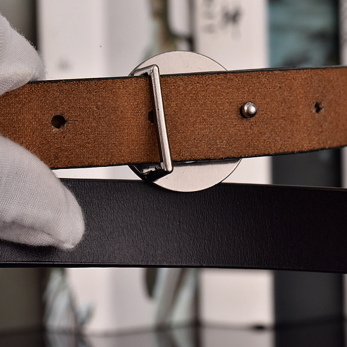 Women Men Belt 2.5 cm Cowhide Leather Buckle Belt Unisex Waistband Waist Strap