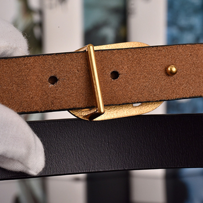 Women Men Belt 2.5 cm Cowhide Leather Buckle Belt Unisex Waistband Waist Strap