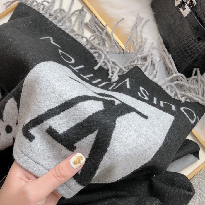 Women Men Logo Scarf Wool Cashmere Scarves Shawl Blanket Wrap Thickened Knitted Scarf 180×65cm
