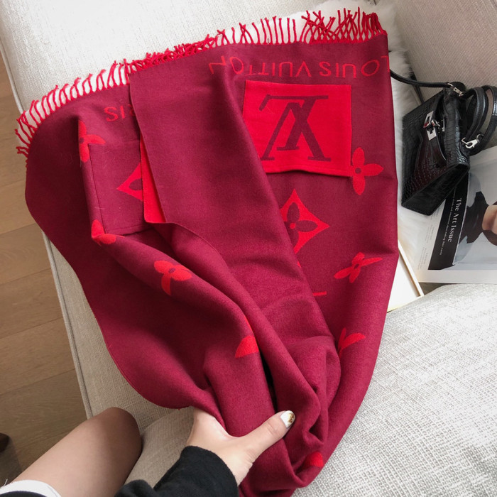 Women Men Logo Scarf Wool Cashmere Scarves Shawl Blanket Wrap Thickened Knitted Scarf 180×65cm