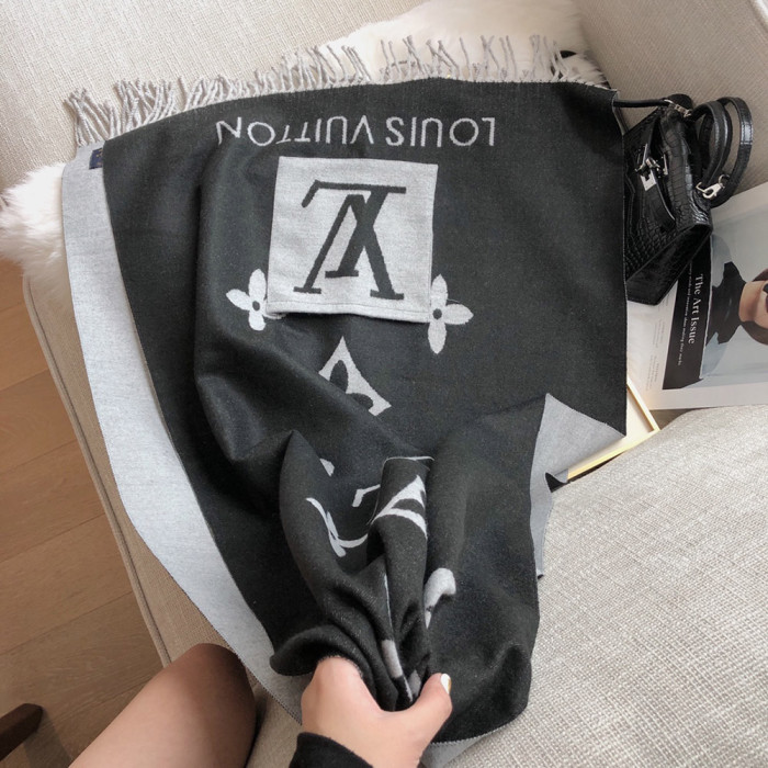 Women Men Logo Scarf Wool Cashmere Scarves Shawl Blanket Wrap Thickened Knitted Scarf 180×65cm