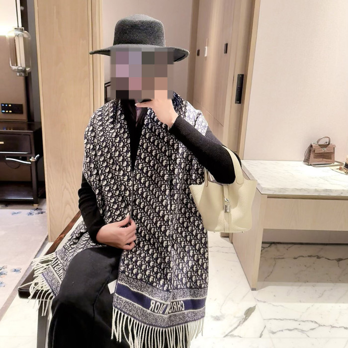 Women Men Logo Scarf Wool Cashmere Scarves Shawl Blanket Wrap Thickened Knitted Scarf 180×45cm