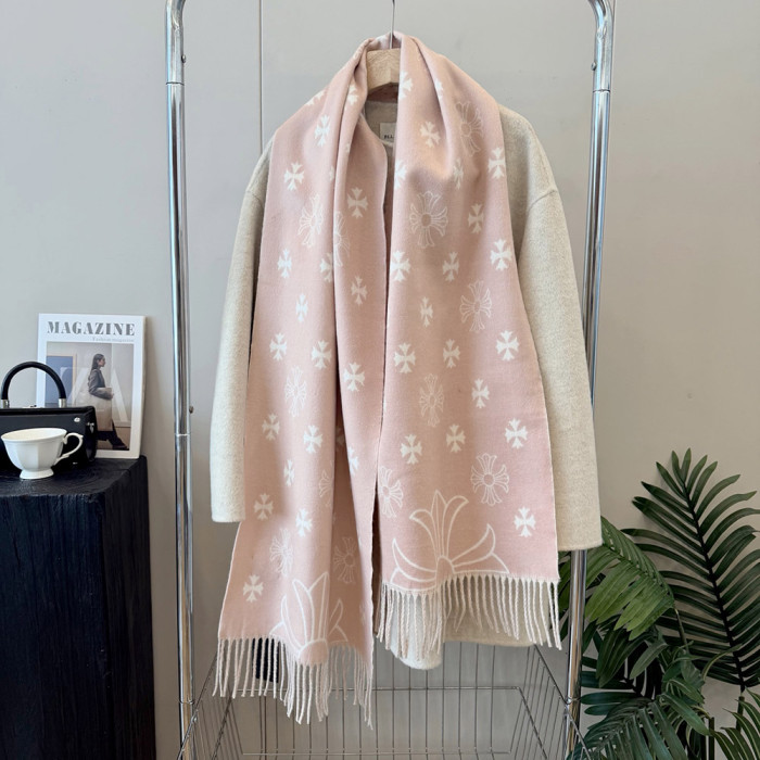 Women Men Logo Scarf Wool Cashmere Scarves Shawl Blanket Wrap Thickened Knitted Scarf 180×60cm