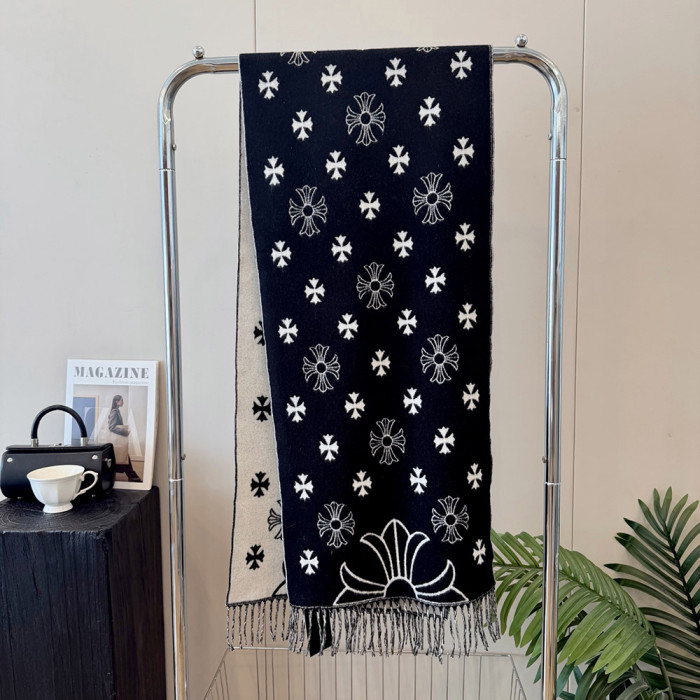 Women Men Logo Scarf Wool Cashmere Scarves Shawl Blanket Wrap Thickened Knitted Scarf 180×60cm