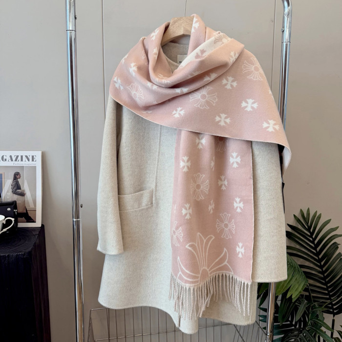 Women Men Logo Scarf Wool Cashmere Scarves Shawl Blanket Wrap Thickened Knitted Scarf 180×60cm