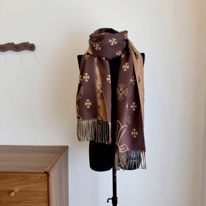 Women Men Logo Scarf Wool Cashmere Scarves Shawl Blanket Wrap Thickened Knitted Scarf 180×60cm