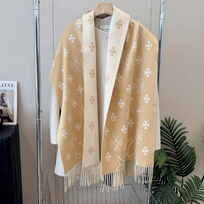 Women Men Logo Scarf Wool Cashmere Scarves Shawl Blanket Wrap Thickened Knitted Scarf 180×60cm