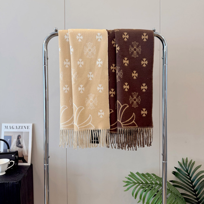 Women Men Logo Scarf Wool Cashmere Scarves Shawl Blanket Wrap Thickened Knitted Scarf 180×60cm