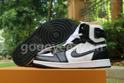 Authentic LV x Air Jordan 1 High Black White