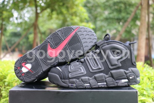Authentic Supreme x Nike Air More Uptempo Black
