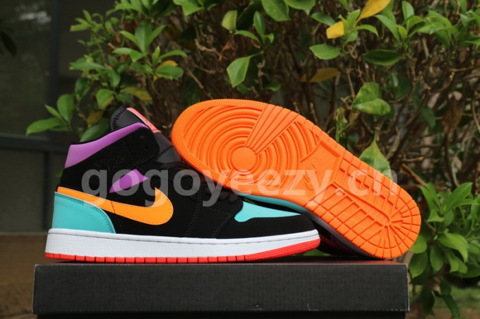 Authentic Air Jordan 1 Mid Black Total Orange