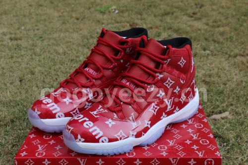 Authentic Air Jordan 11 Gym Red X supreme x Louis Vuitton