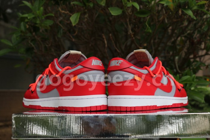 Authentic OFF-WHITE x Nike Dunk Low Red Grey