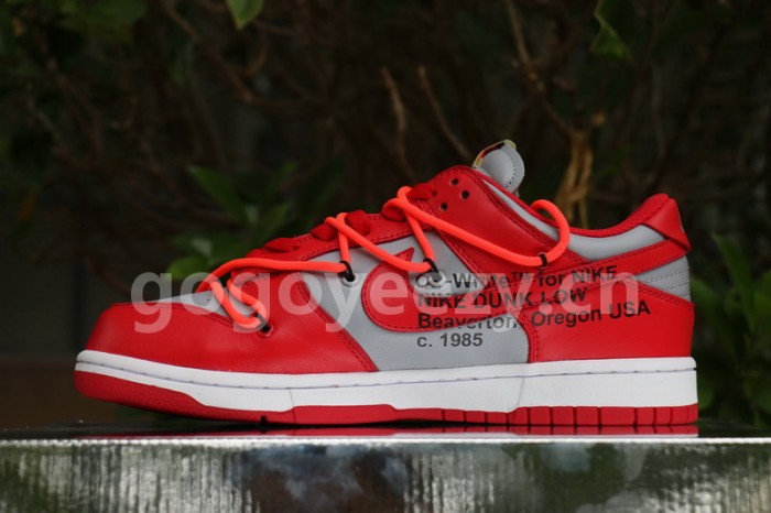 Authentic OFF-WHITE x Nike Dunk Low Red Grey