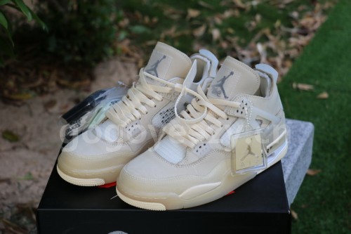 Authentic OFF-WHITE x Air Jordan 4 SP WMNS “Sail”