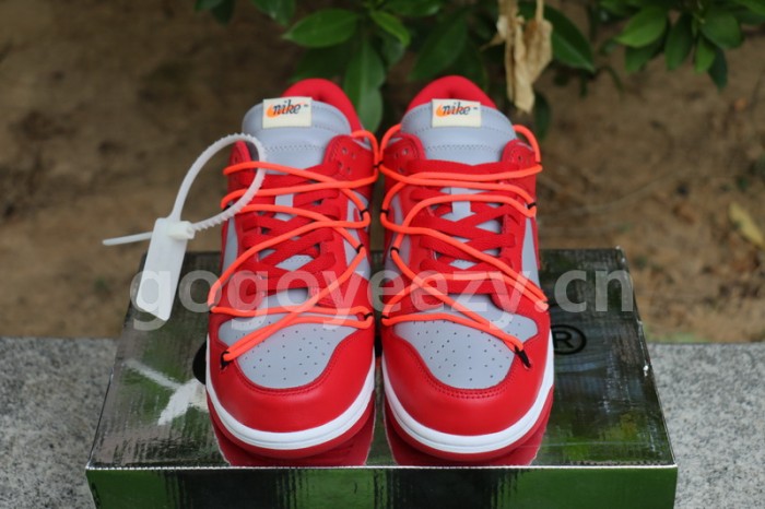 Authentic OFF-WHITE x Nike Dunk Low Red Grey