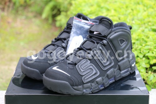 Authentic Supreme x Nike Air More Uptempo Black
