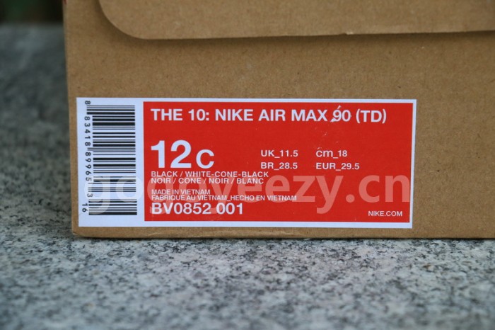 Authentic OFF-WHITE x Nike Air Max 90 Black kids shoes